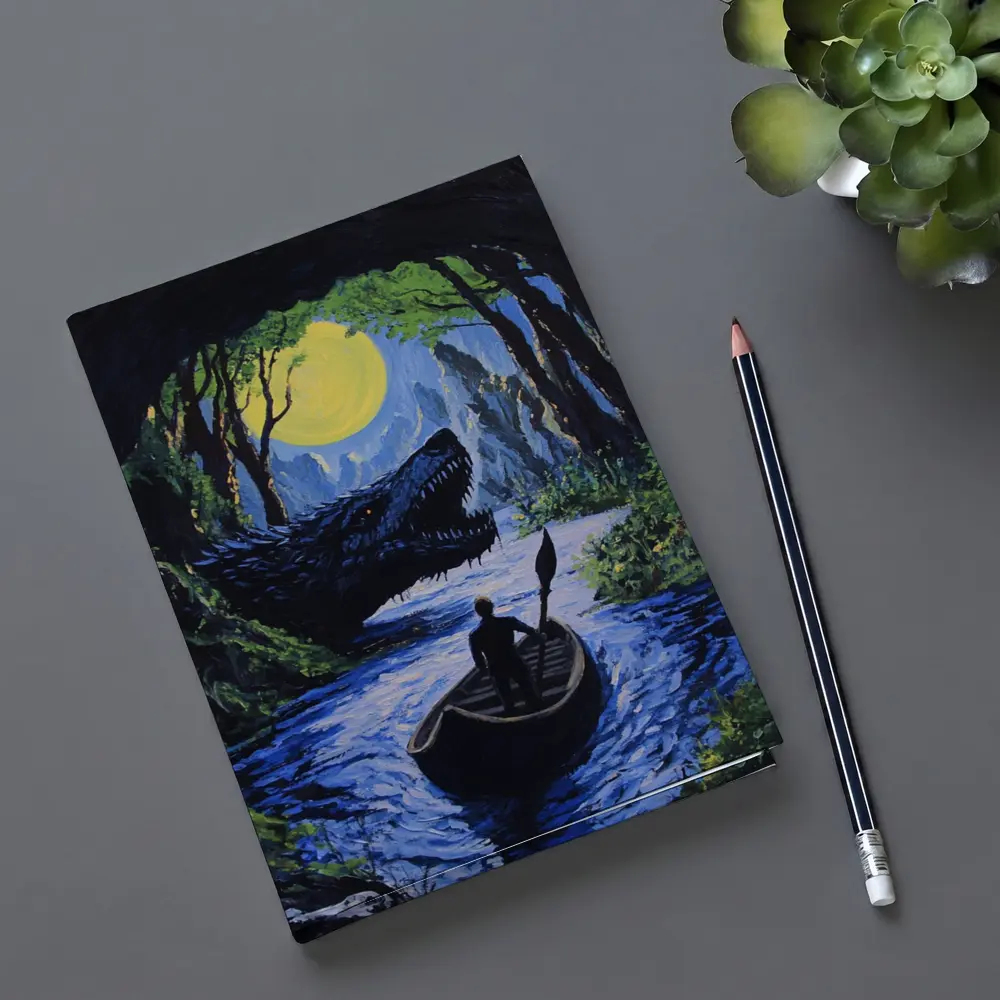 Man Rowing Boat Past Cave Dragon – Notebooks