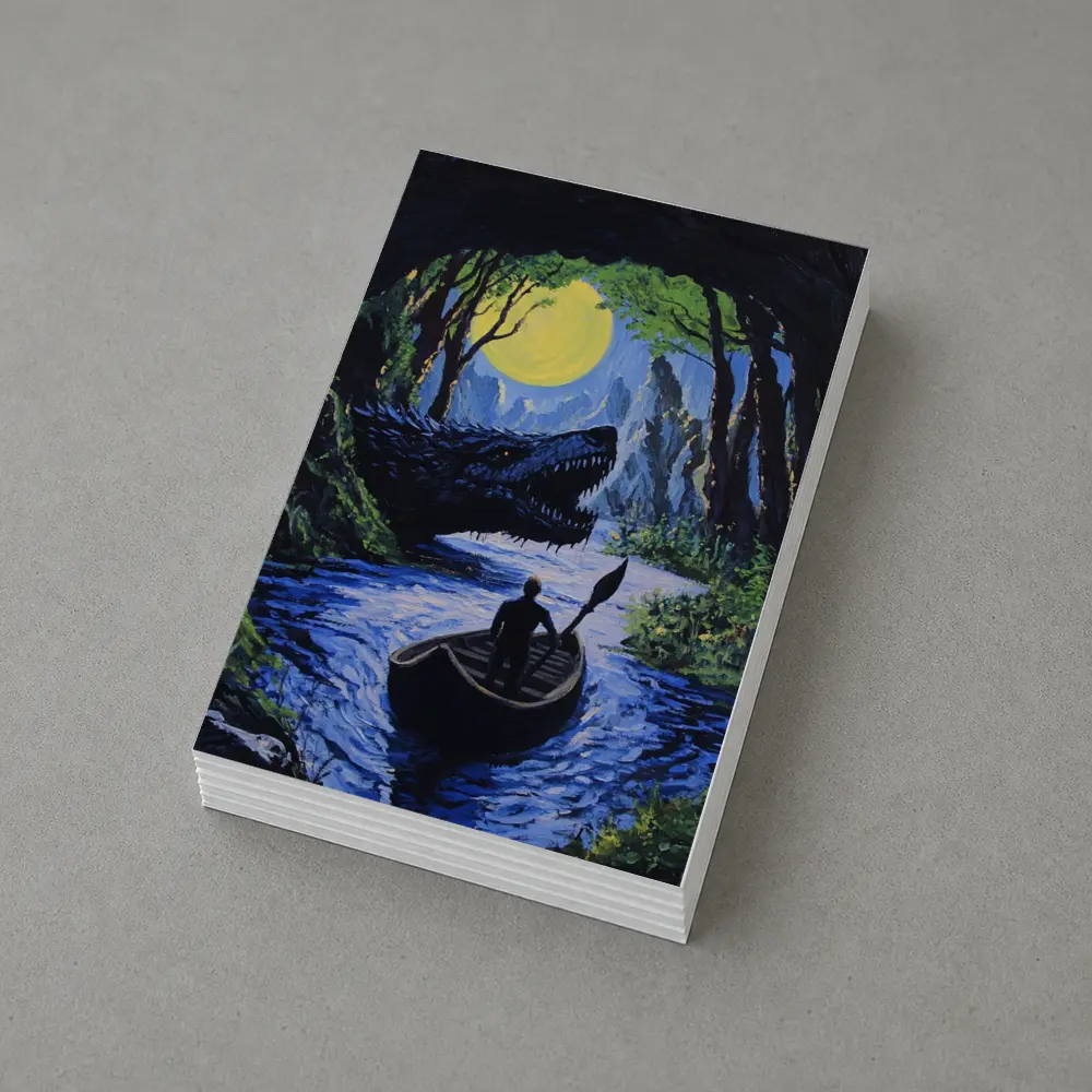Man Rowing Boat Past Cave Dragon – Postcards