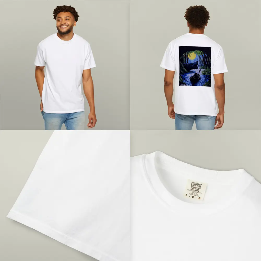 Man Rowing Boat Past Cave Dragon – T-Shirts