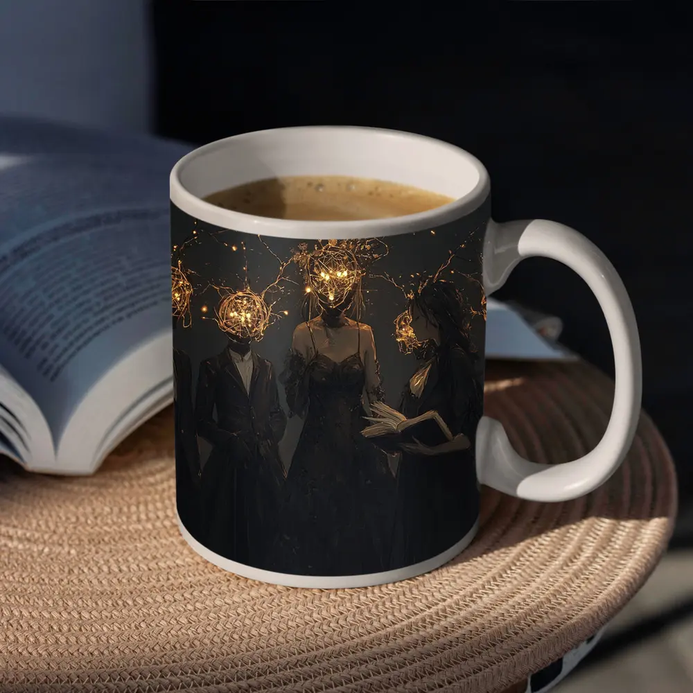 Dark Figures Glowing Twig Heads Fantasy Art – Mugs