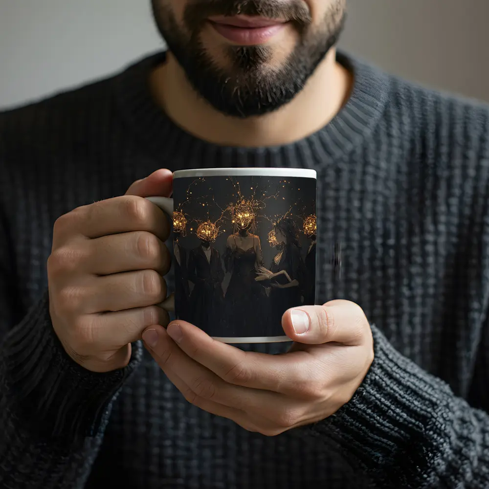 Dark Figures Glowing Twig Heads Fantasy Art – Mugs