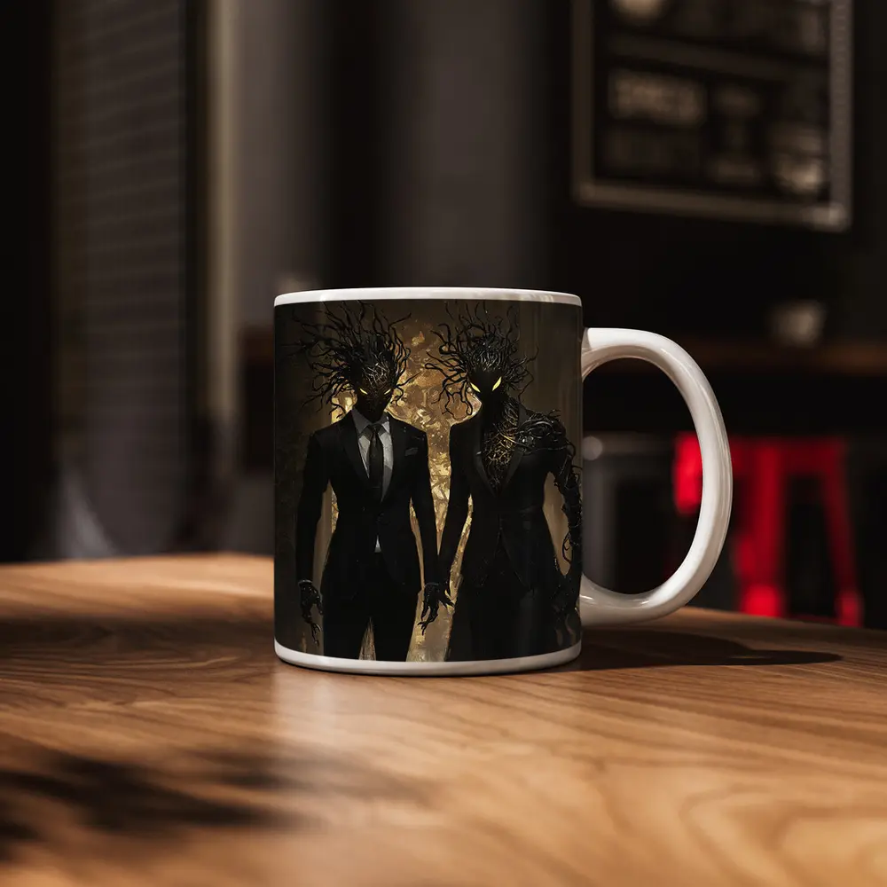 Dark Creature Couple In Black Suits – Mugs