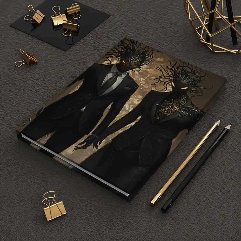 Dark Creature Couple In Black Suits – Notebooks