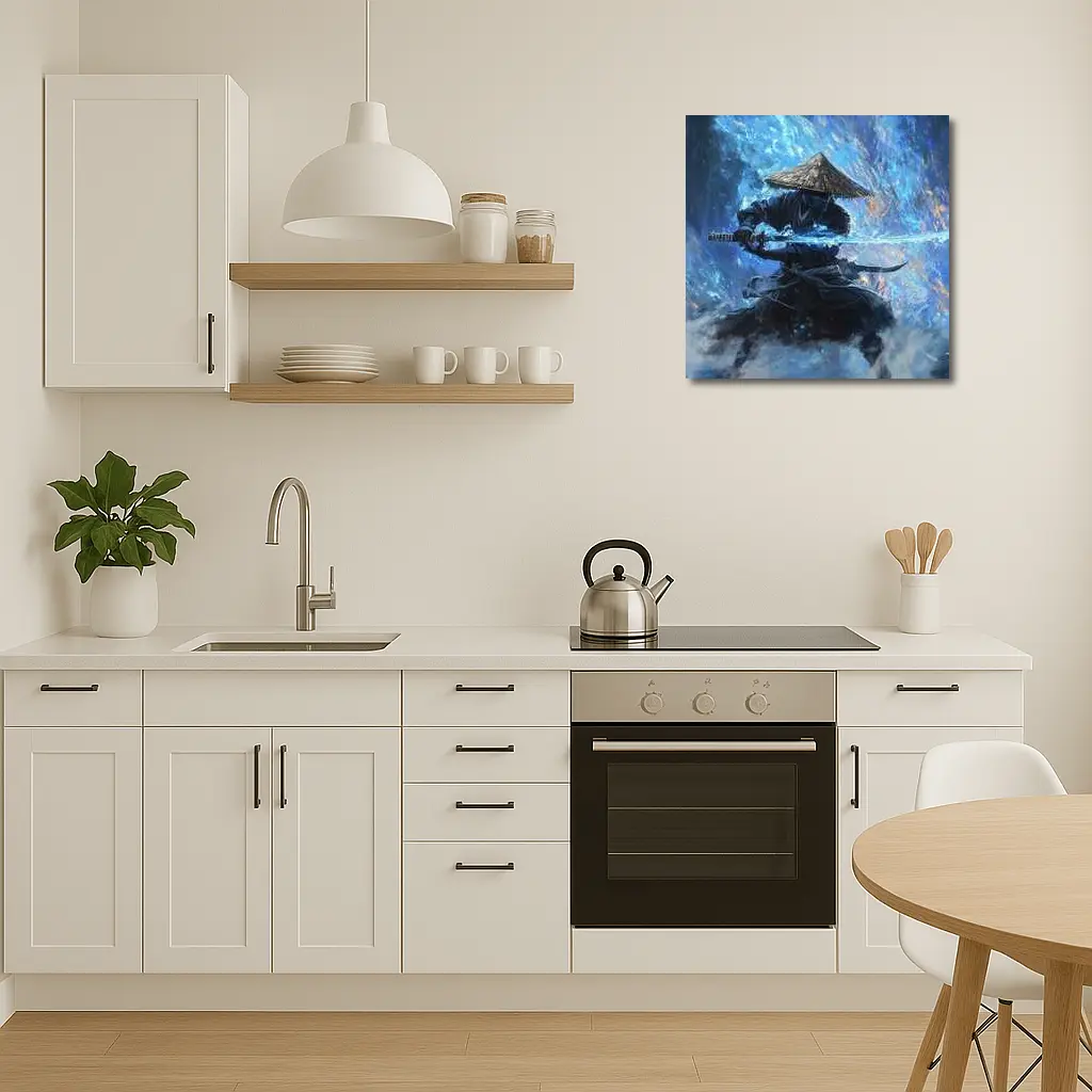 Samurai Warrior Blue Energy Storm Art – Wall Art