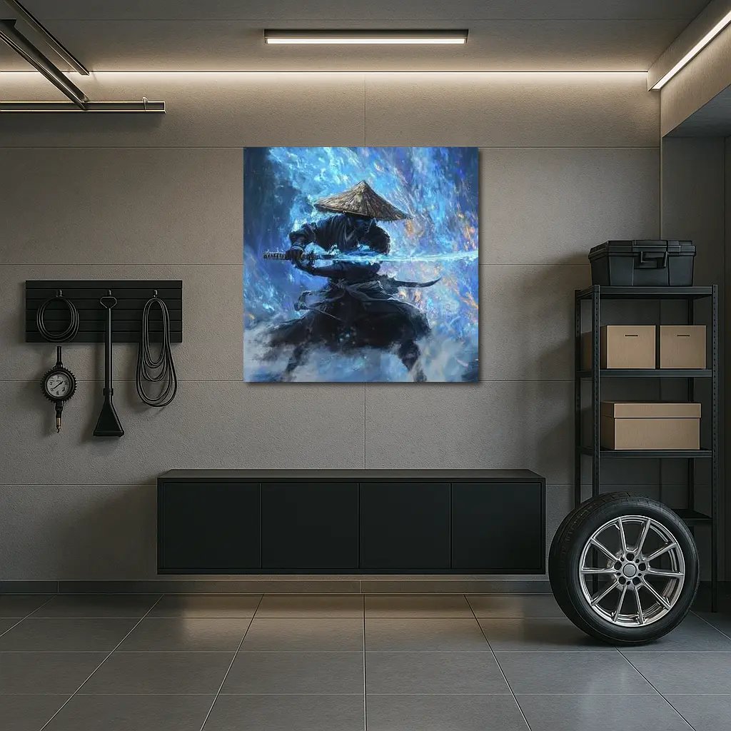 Samurai Warrior Blue Energy Storm Art – Wall Art