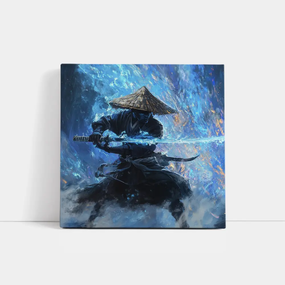 Samurai Warrior Blue Energy Storm Art – Wall Art