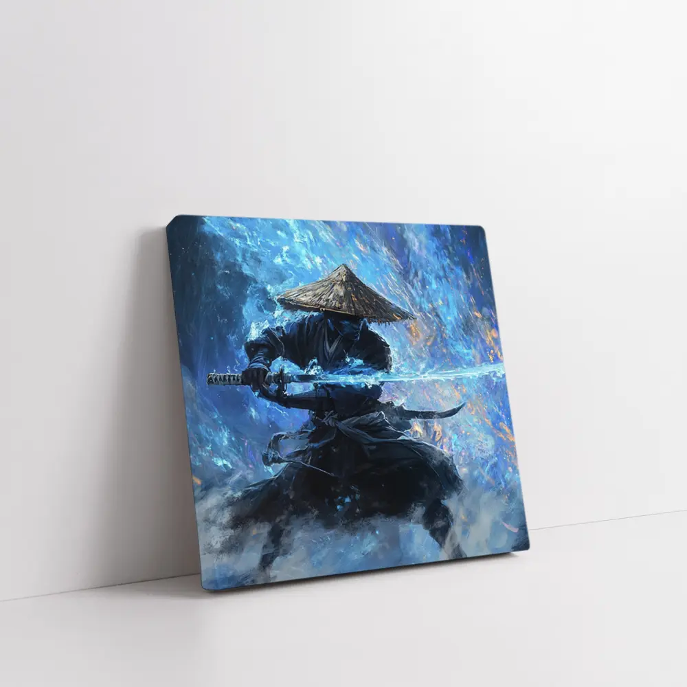 Samurai Warrior Blue Energy Storm Art – Wall Art