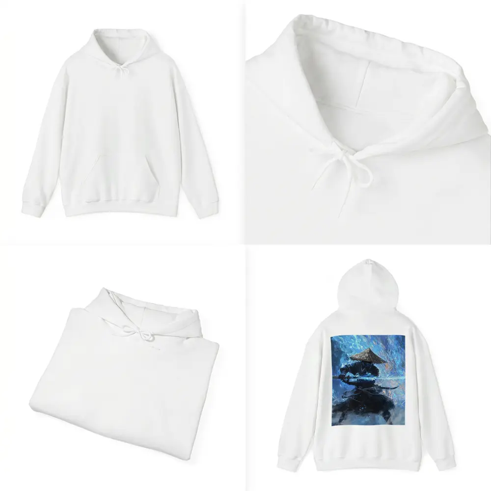 Samurai Warrior Blue Energy Storm Art – Hoodies