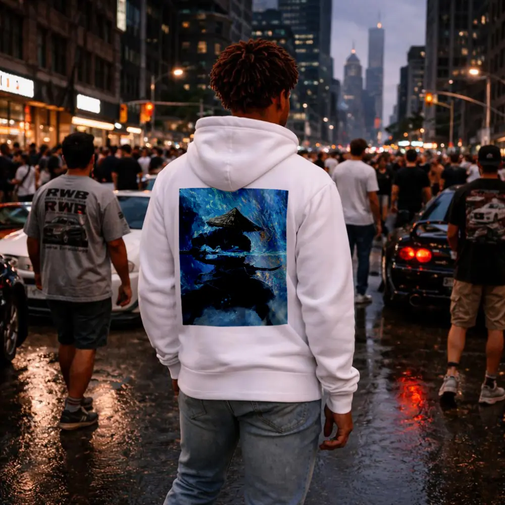 Samurai Warrior Blue Energy Storm Art – Hoodies