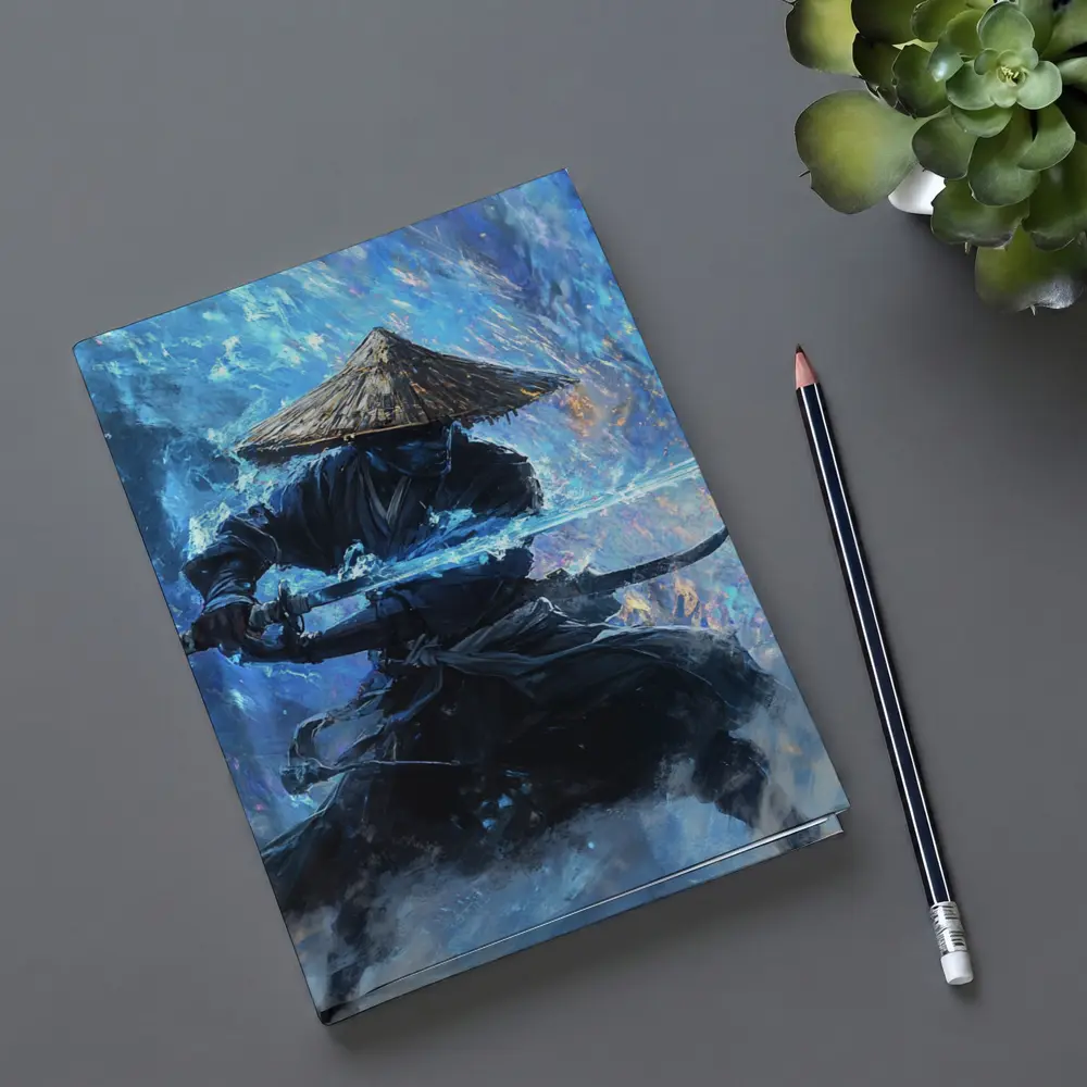 Samurai Warrior Blue Energy Storm Art – Notebooks