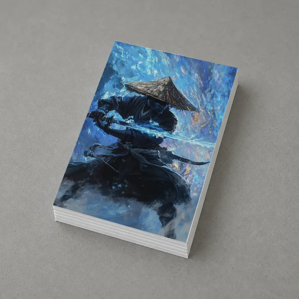 Samurai Warrior Blue Energy Storm Art – Postcards