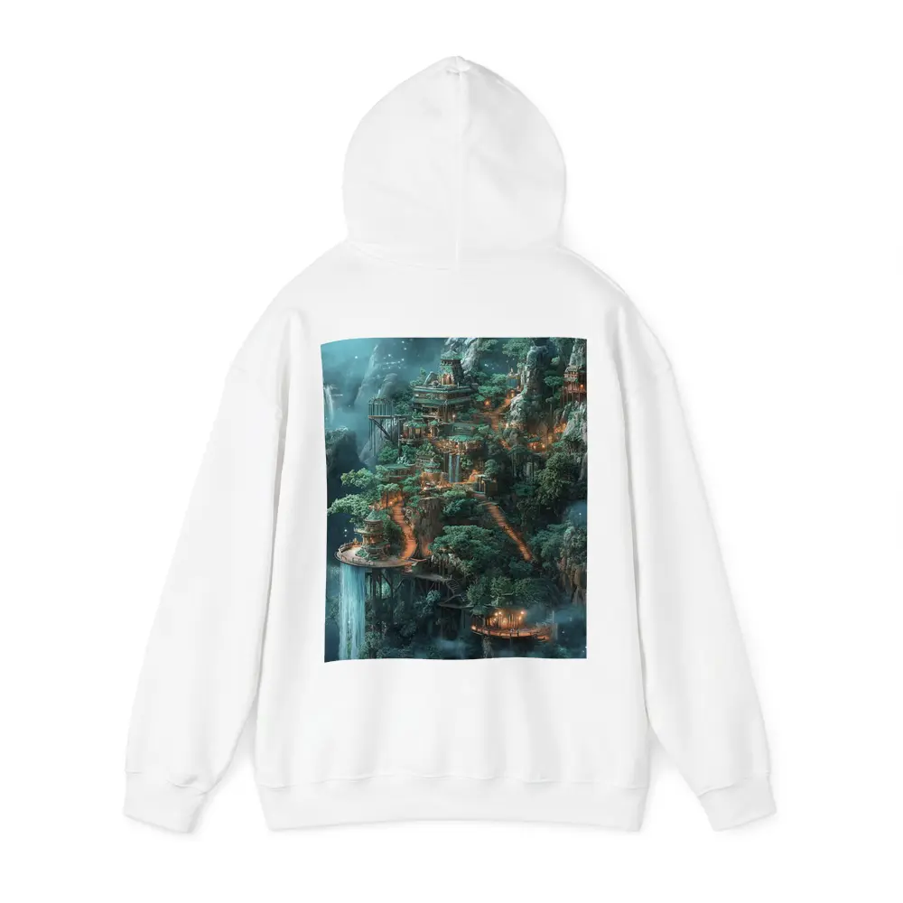 Fantasy Mountain Cliffside Temple Forest Waterfall – Hoodies
