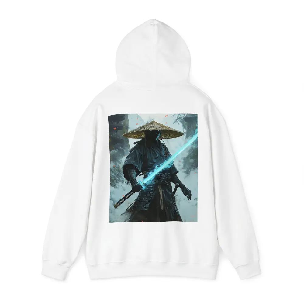 Dark Samurai Glowing Blue Sword Mist – Hoodies