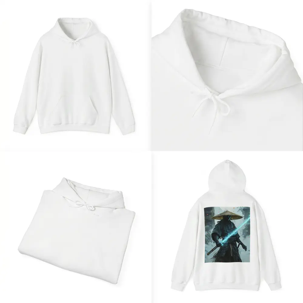 Dark Samurai Glowing Blue Sword Mist – Hoodies