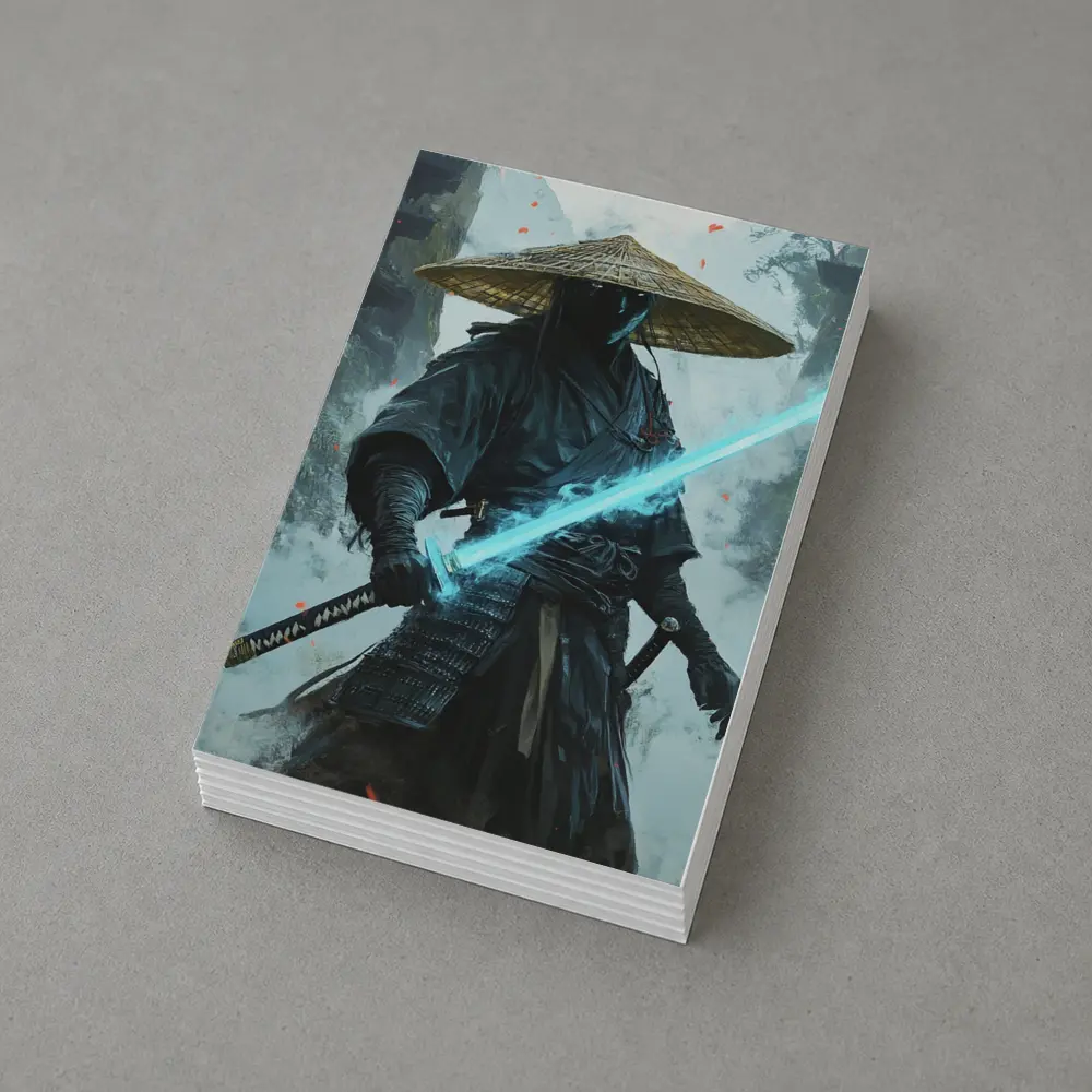 Dark Samurai Glowing Blue Sword Mist – Postcards
