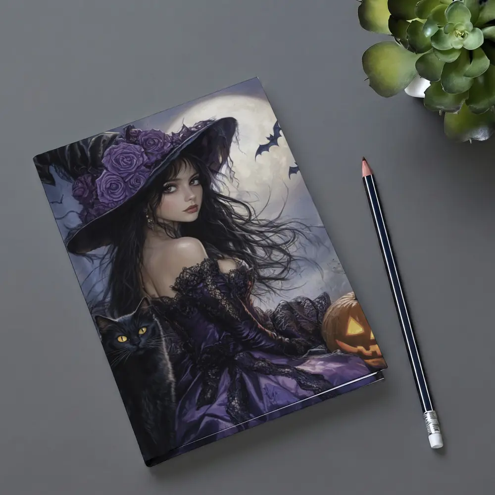 Halloween Witch Black Cat Full Moon – Notebooks