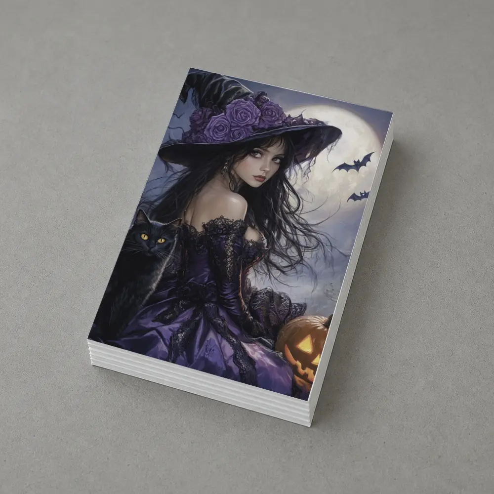 Halloween Witch Black Cat Full Moon – Postcards