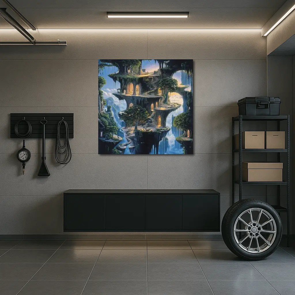 Fantasy Floating Island Ancient Stone Architecture – Wall Art
