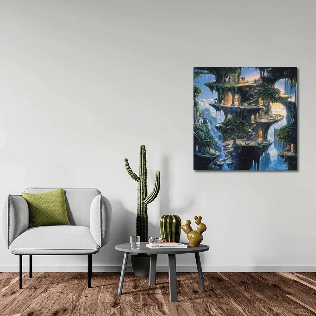 Fantasy Floating Island Ancient Stone Architecture – Wall Art