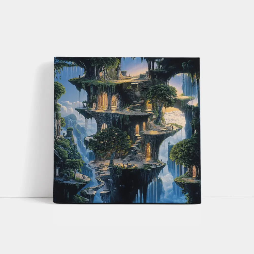 Fantasy Floating Island Ancient Stone Architecture – Wall Art