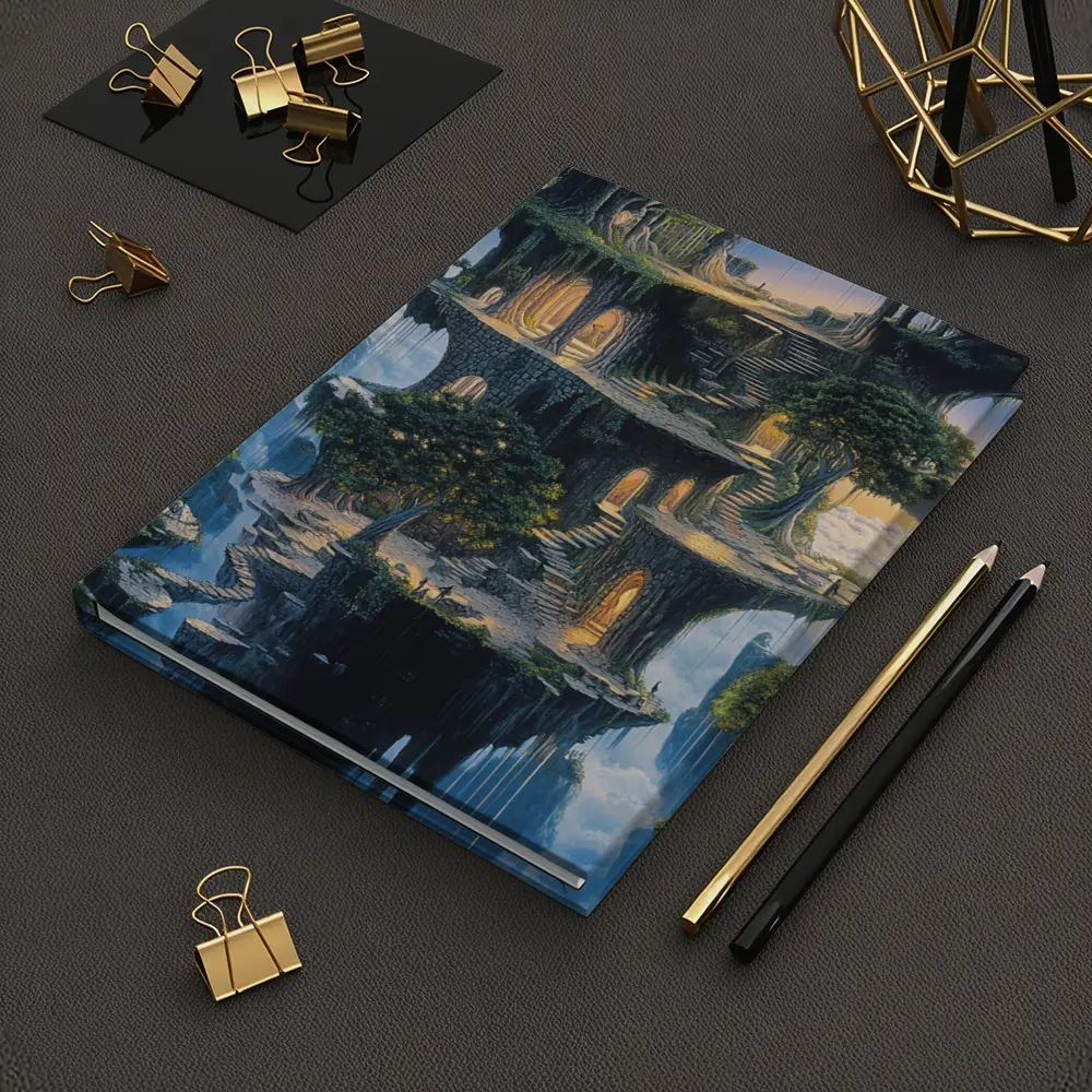 Fantasy Floating Island Ancient Stone Architecture – Notebooks
