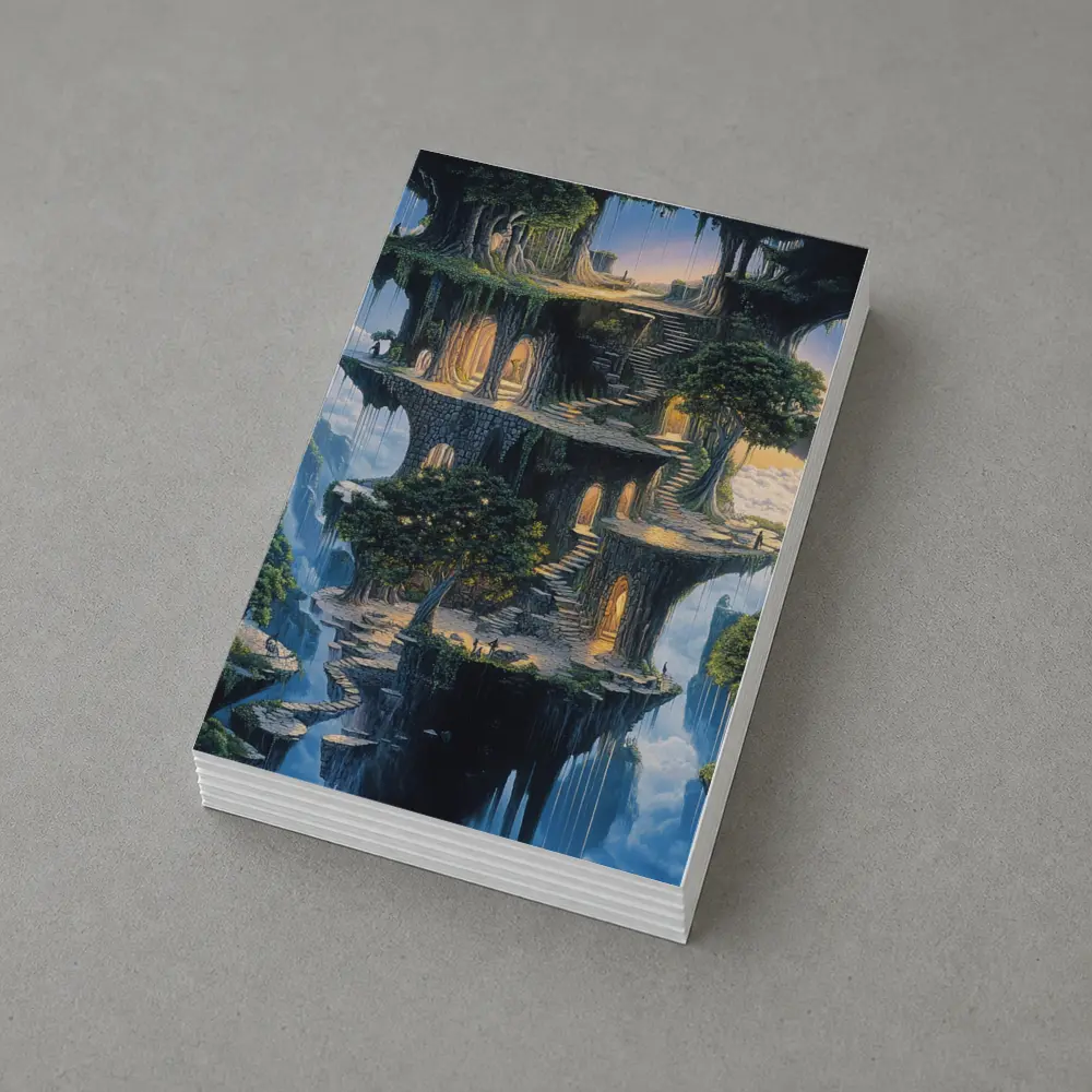Fantasy Floating Island Ancient Stone Architecture – Postcards