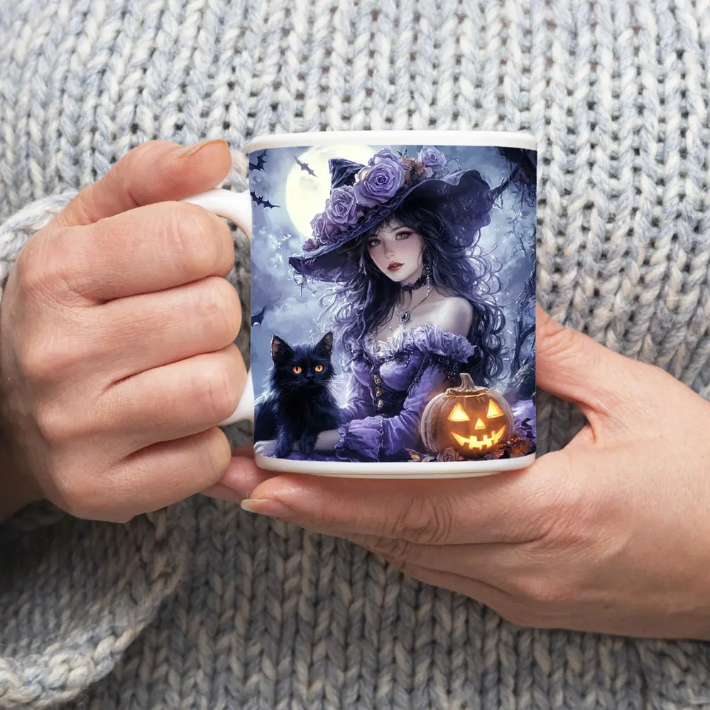 Anime Witch Black Cat Halloween Moon – Mugs