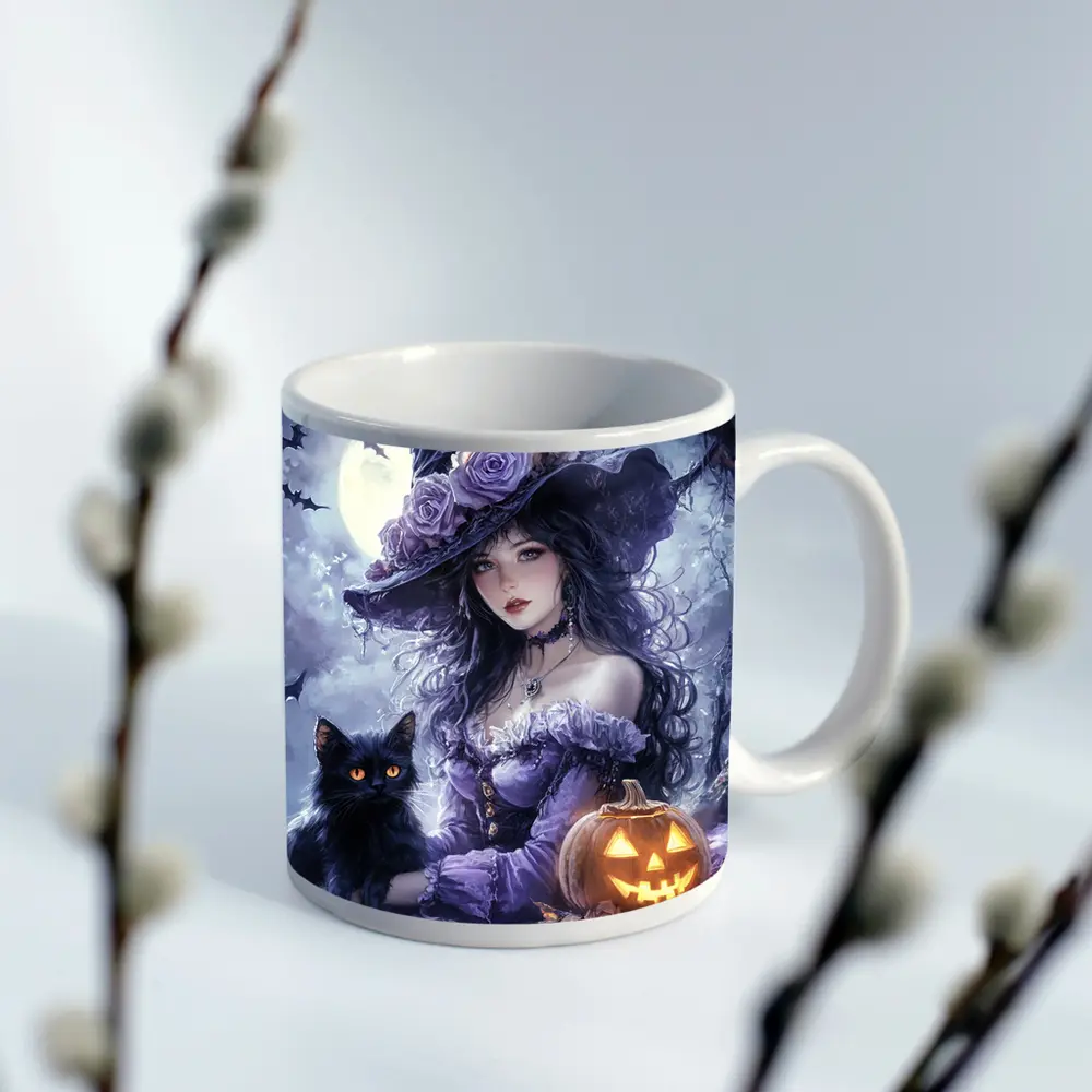 Anime Witch Black Cat Halloween Moon – Mugs