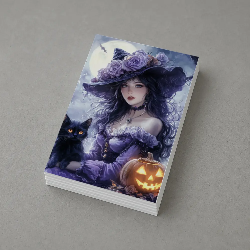 Anime Witch Black Cat Halloween Moon – Postcards