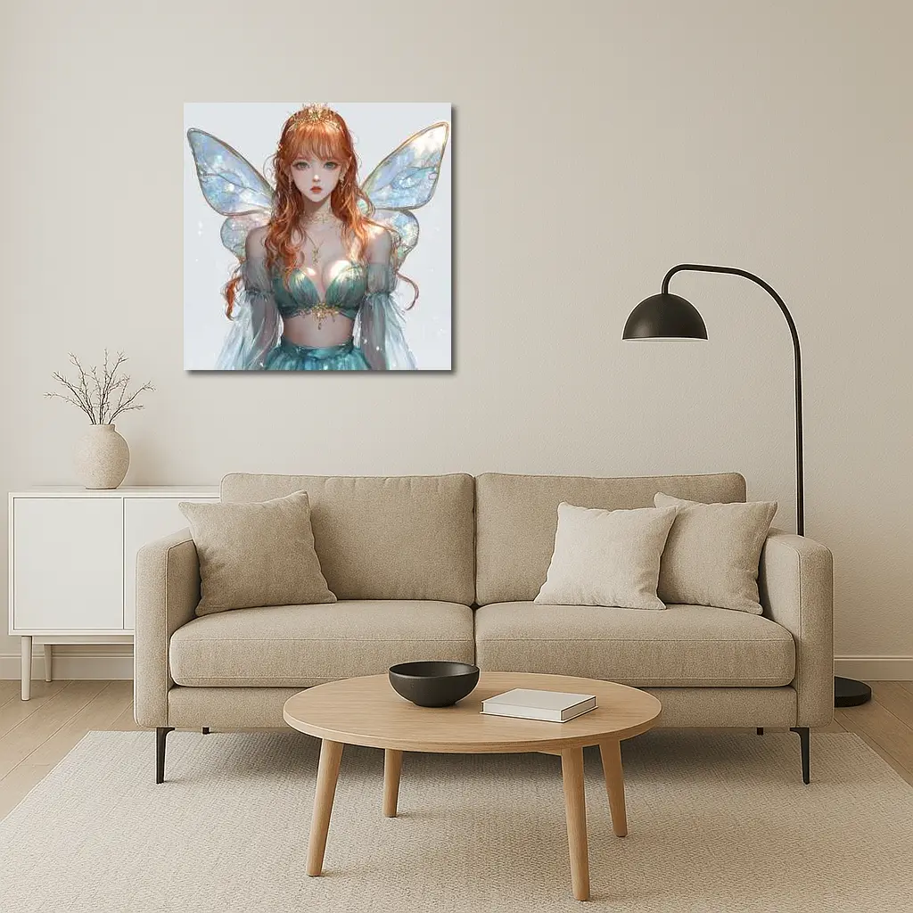 Anime Fairy Girl Iridescent Wings Fantasy Art – Wall Art