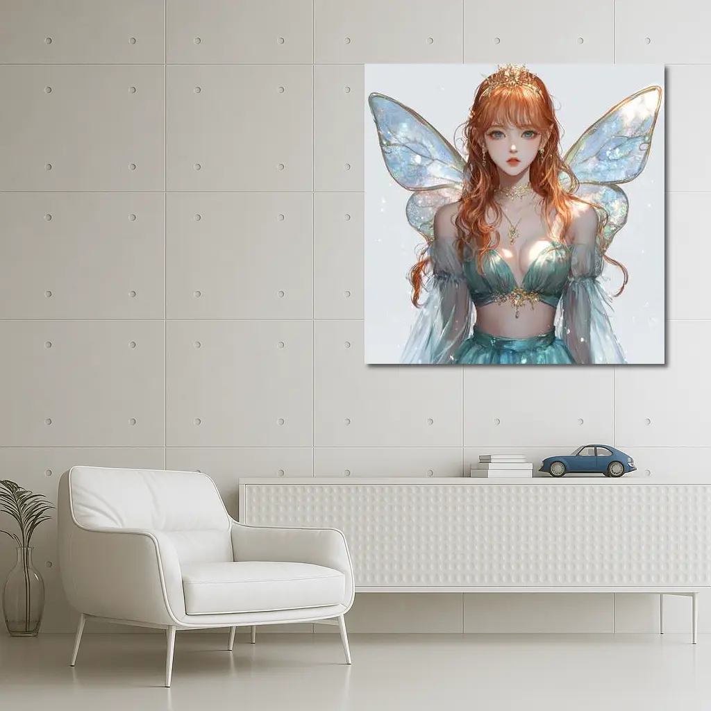 Anime Fairy Girl Iridescent Wings Fantasy Art – Wall Art