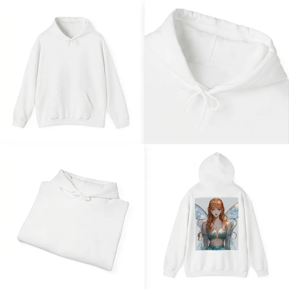 Anime Fairy Girl Iridescent Wings Fantasy Art – Hoodies
