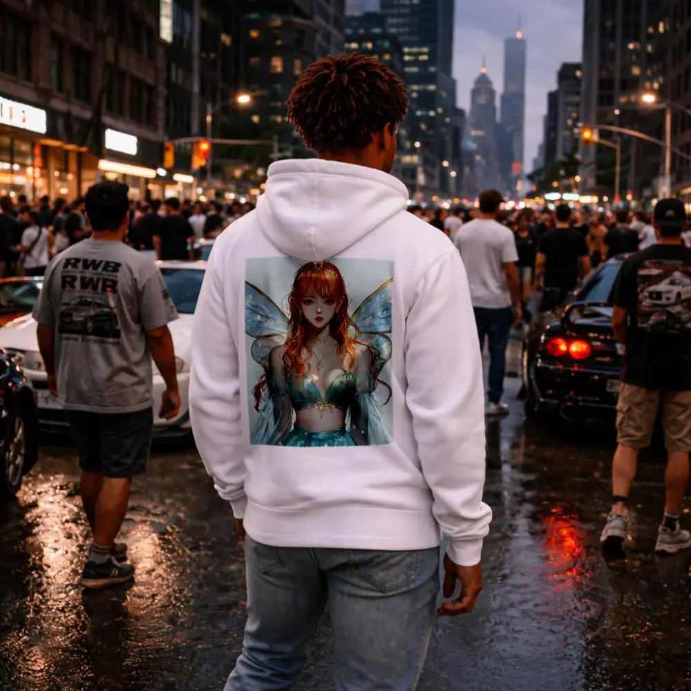 Anime Fairy Girl Iridescent Wings Fantasy Art – Hoodies