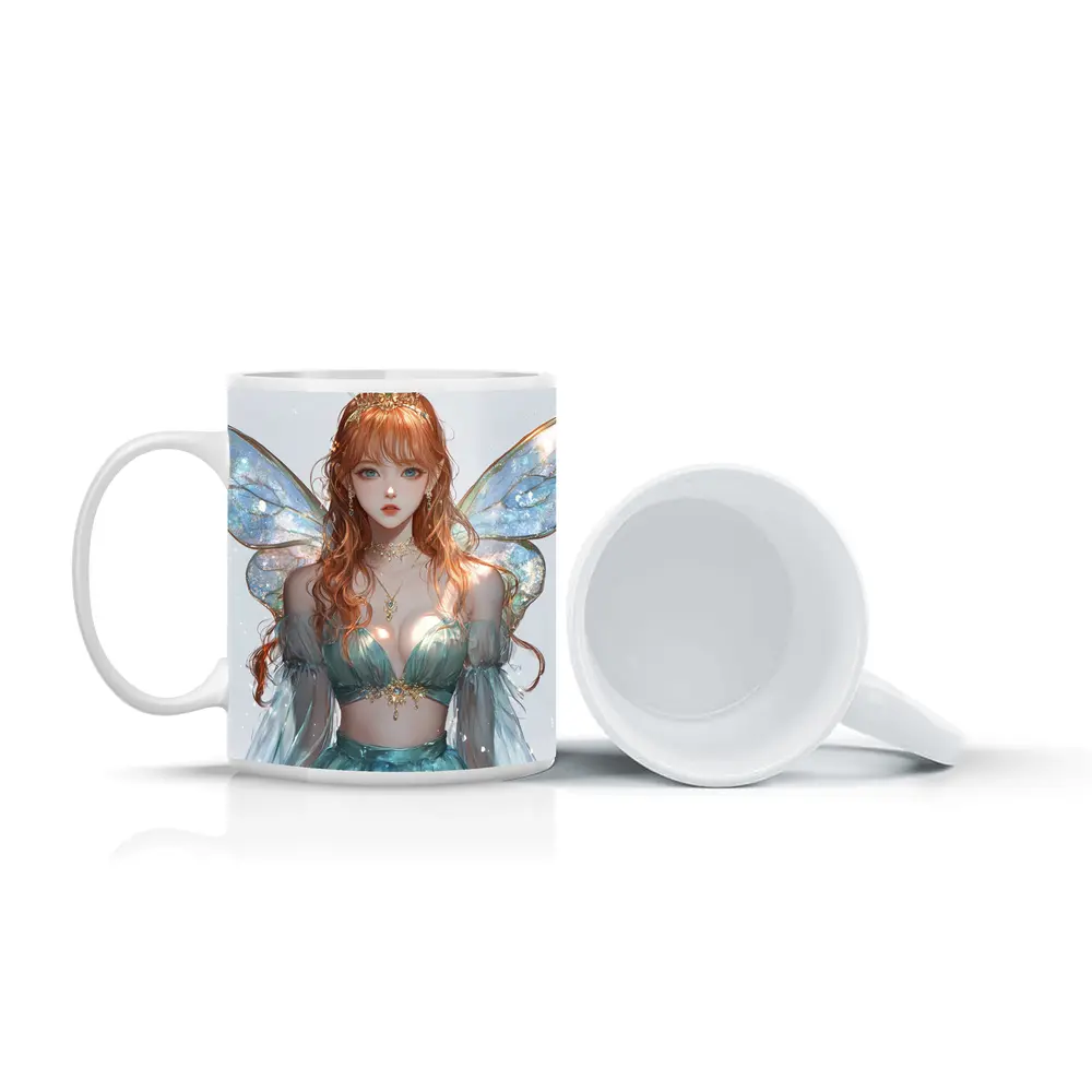 Anime Fairy Girl Iridescent Wings Fantasy Art – Mugs
