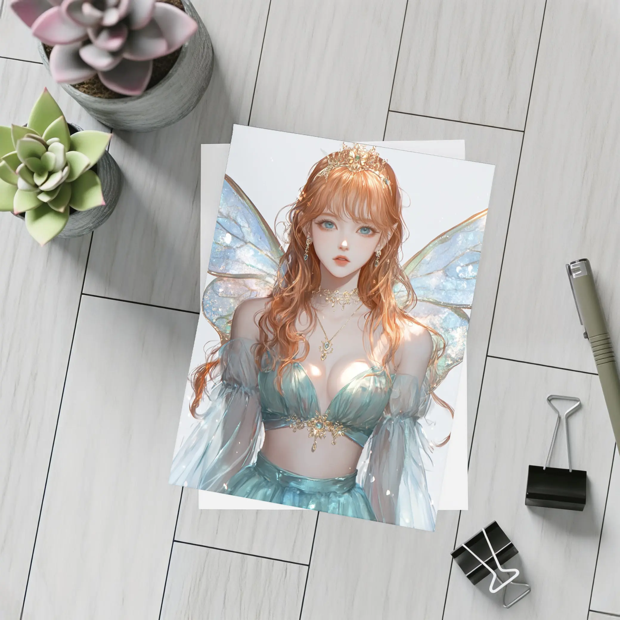 Anime Fairy Girl Iridescent Wings Fantasy Art – Postcards