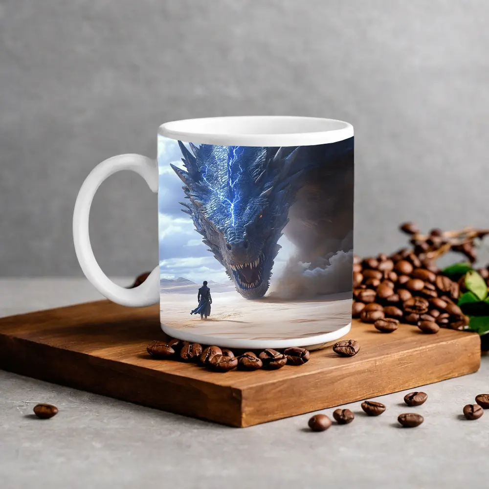 Dragon and Warrior in Desert Sands – Mugs