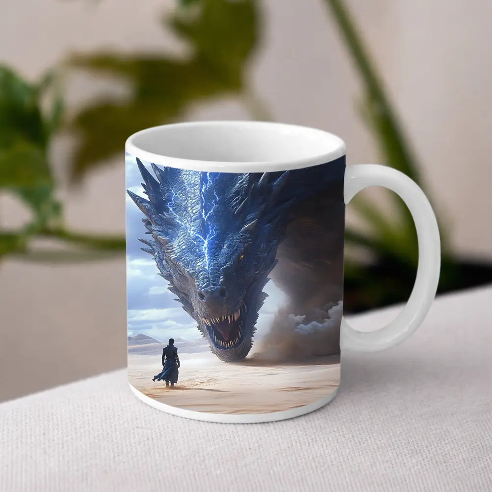 Dragon and Warrior in Desert Sands – Mugs