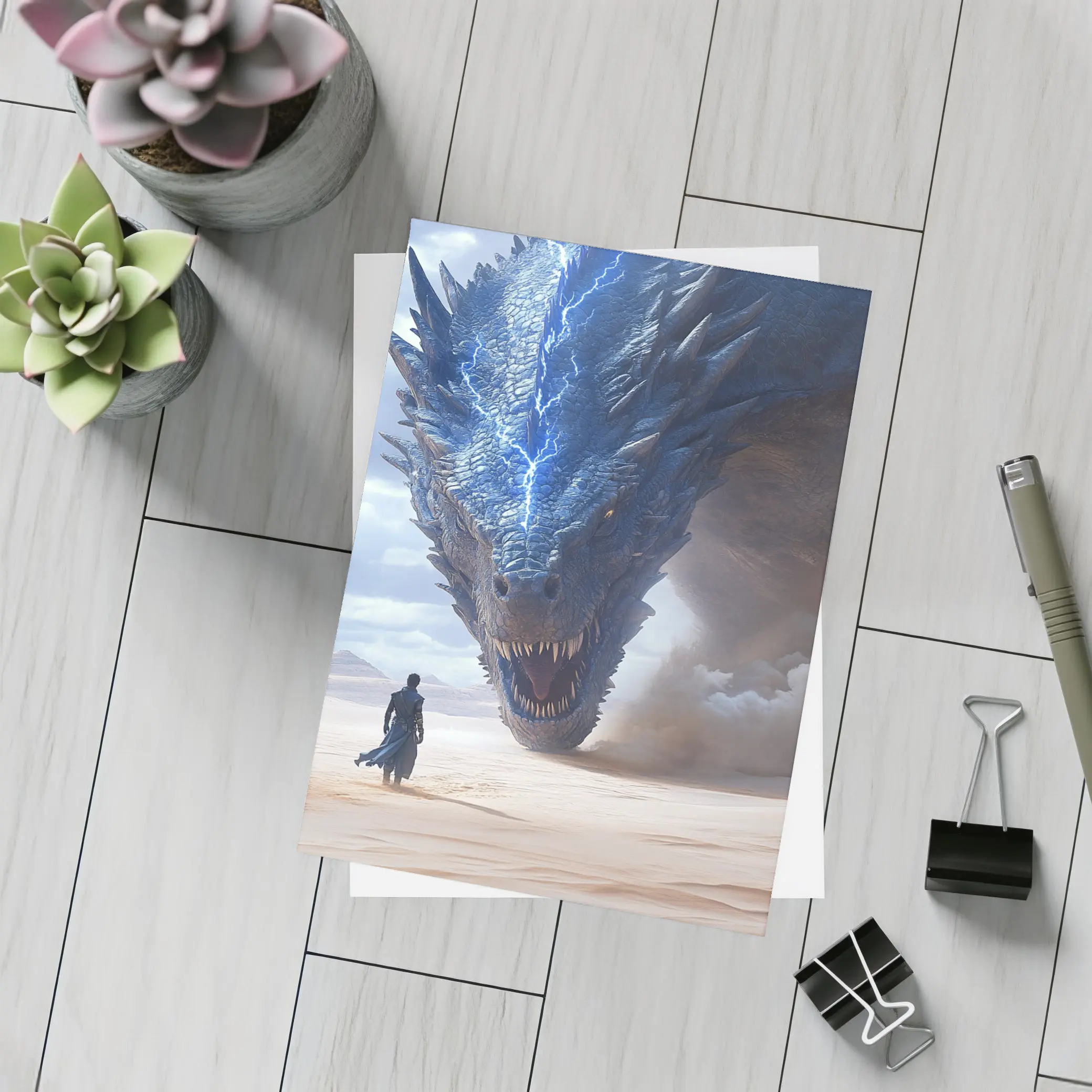 Dragon and Warrior in Desert Sands – Postcards
