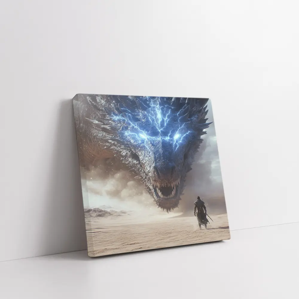 Lightning Dragon Warrior Desert Fantasy Art – Wall Art