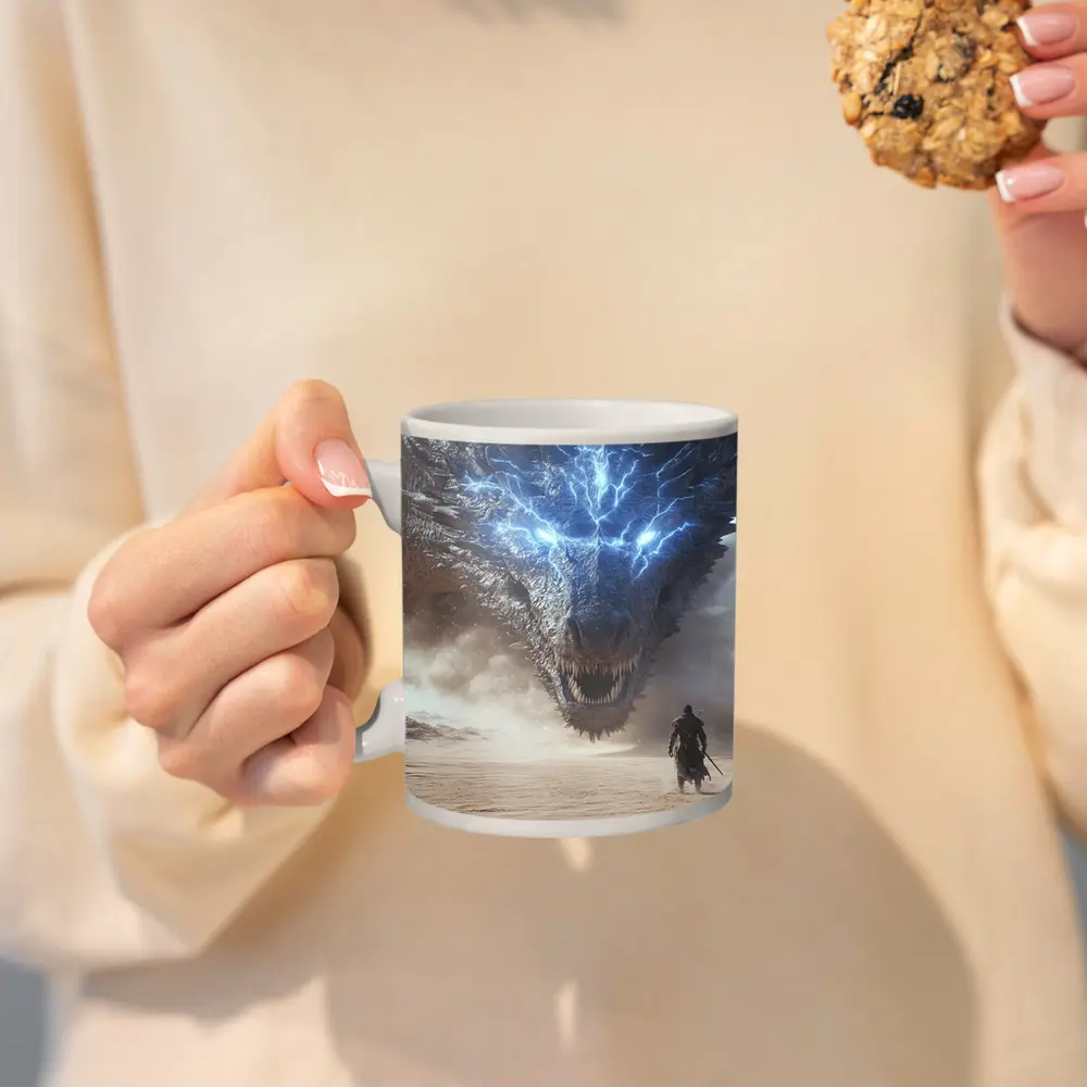 Lightning Dragon Warrior Desert Fantasy Art – Mugs