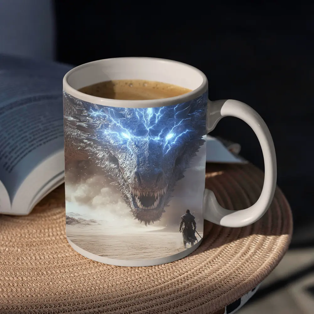 Lightning Dragon Warrior Desert Fantasy Art – Mugs