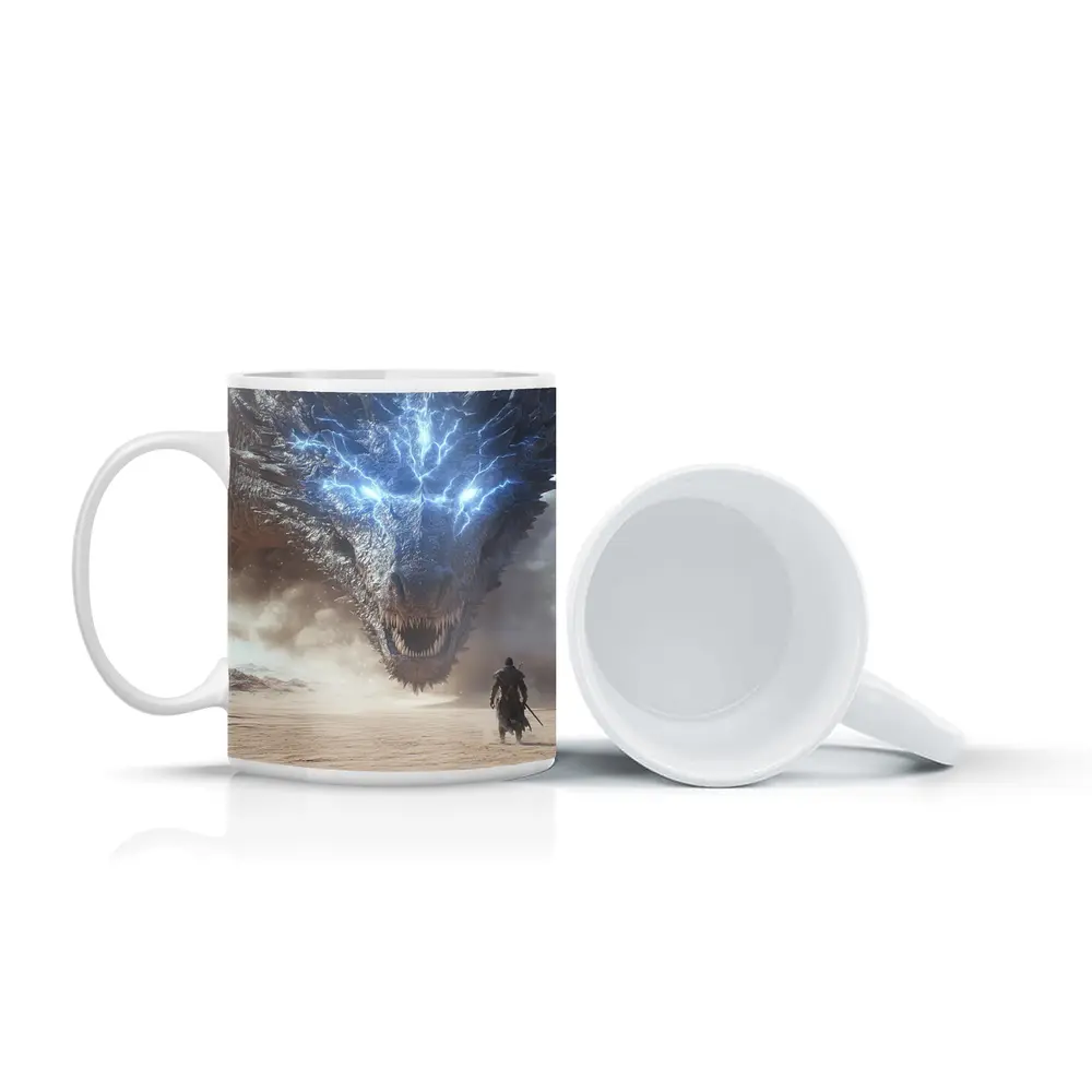 Lightning Dragon Warrior Desert Fantasy Art – Mugs