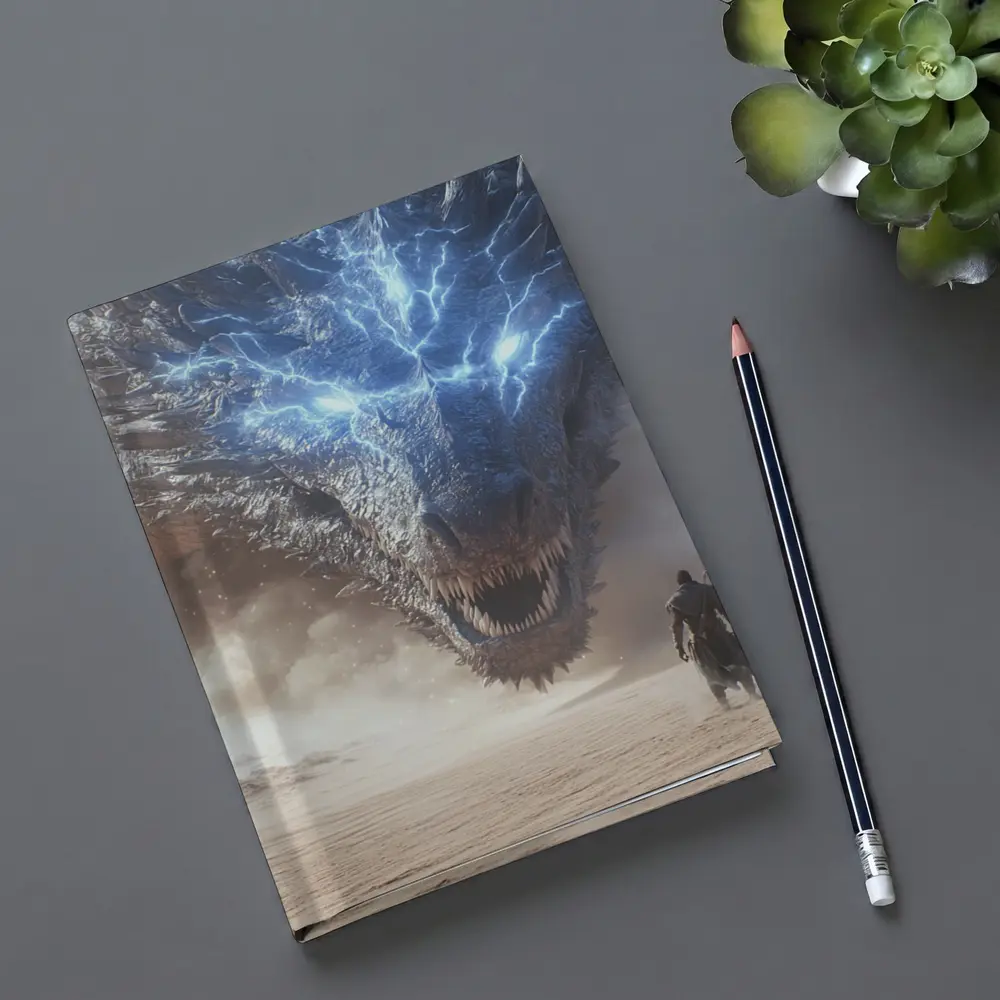 Lightning Dragon Warrior Desert Fantasy Art – Notebooks