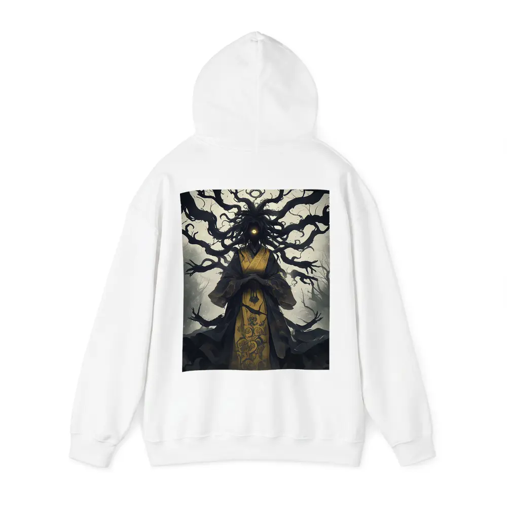 Dark Spirit Figure Glowing Eye Misty Forest – Hoodies