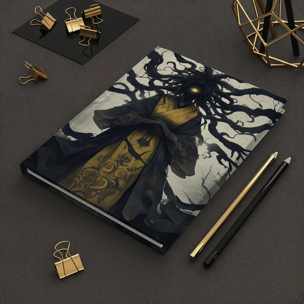 Dark Spirit Figure Glowing Eye Misty Forest – Notebooks