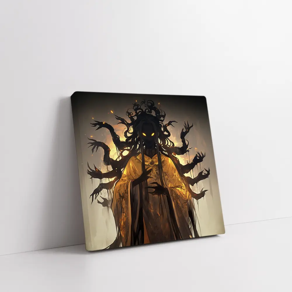 Dark Spirit Glowing Eyes Golden Robes Fantasy – Wall Art