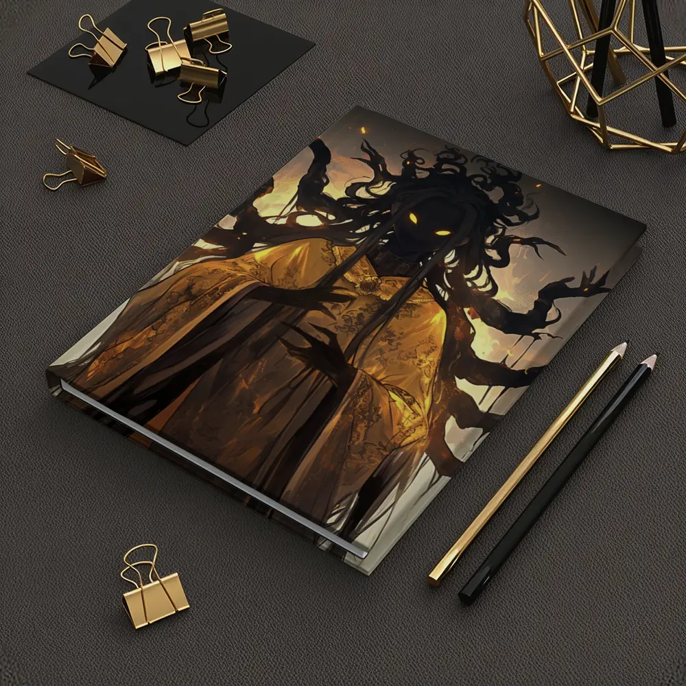 Dark Spirit Glowing Eyes Golden Robes Fantasy – Notebooks