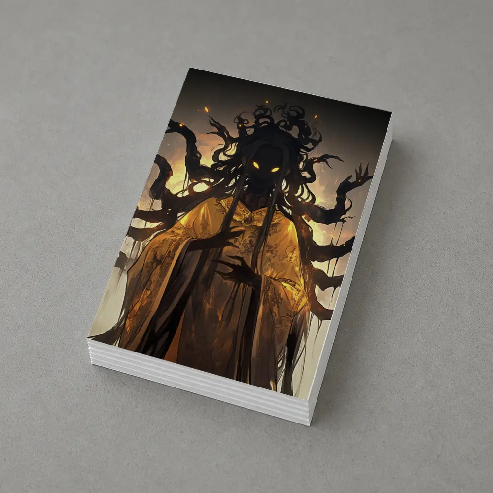 Dark Spirit Glowing Eyes Golden Robes Fantasy – Postcards