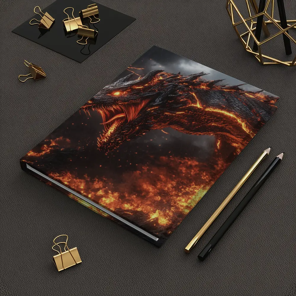 Fire Dragon Rising Through Storm Sky – Notebooks