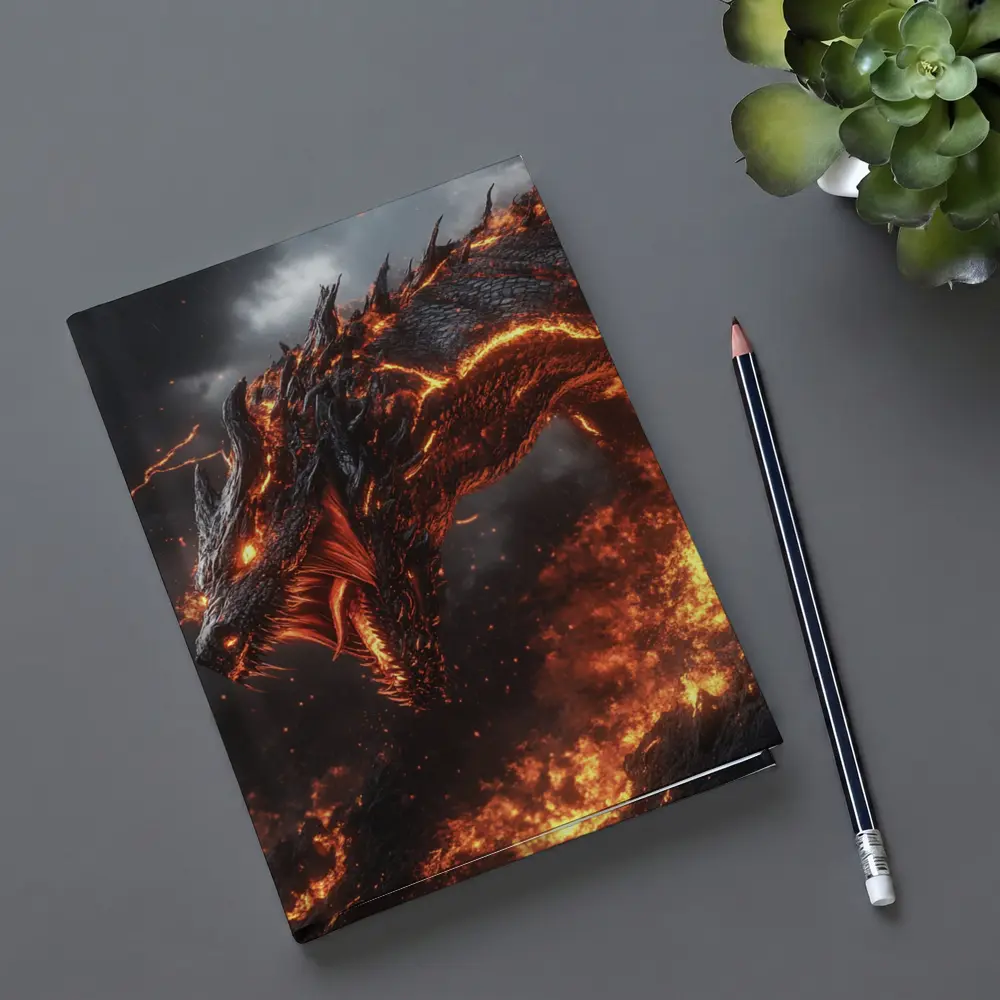 Fire Dragon Rising Through Storm Sky – Notebooks